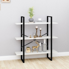 vidaXL Háromszintes fehér tömör fenyőfa könyvszekrény 100x30x105 cm bútor