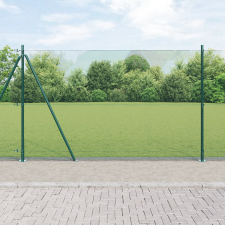 vidaXL Hegesztett Drót Kerítés 13 Flanged Oszlopokkal Zöld 1.5x25 m Acél építőanyag