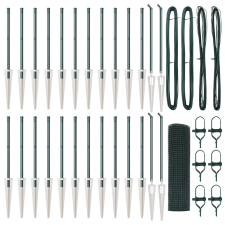 vidaXL Hegesztett Drót Kerítés 13 Rögzítő Cövekkel Zöld 0.6x50 m Acél (3352109) építőanyag