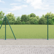 vidaXL Hegesztett Drótháló Kerítés 13 Fúrt Oszloppal Zöld 1.2x50 m Acél építőanyag