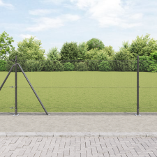 vidaXL hegesztett drótkerítés 13 flancos oszloppal Szürke 0,8x50 m Acél építőanyag