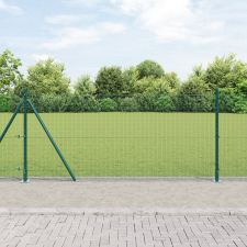 vidaXL Hegesztett Drótkerítés 13 Flenged Oszloppal Zöld 0.8x25 m Acél építőanyag