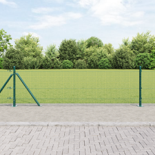 vidaXL Hegesztett drótkerítés 13 peremes oszloppal Zöld 0.4x100 m Acél építőanyag