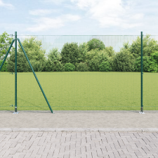 vidaXL Hegesztett drótkerítés 13 szárnyas oszloppal Zöld 1.6x25 m Acél építőanyag
