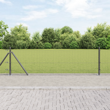vidaXL hegesztett drótkerítés 7 flanged poszttal Szürke 0.6x10 m Acél építőanyag