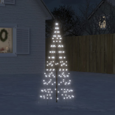 vidaXL Hideg fehér karácsonyfa lámpa zászlórúdon 200 led-del 180 cm műfenyő