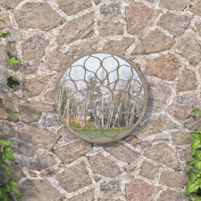 vidaXL homokszínű kerek vas kerti tükör kültéri használatra 40 x 3 cm bútor