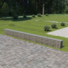 vidaXL Horganyzott acél gabion fal fedéllel 600 x 30 x 50 cm kerti dekoráció