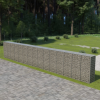 vidaXL Horganyzott acél gabion fal fedéllel 900 x 50 x 150 cm