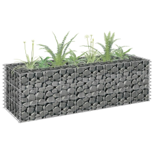 vidaXL horganyzott acél gabion virágtartó 90 x 30 x 30 cm kerti dekoráció