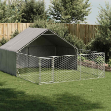 vidaXL horganyzott acél kültéri kutyafuttató kifutóval 4x3x1,9 m szállítóbox, fekhely kutyáknak