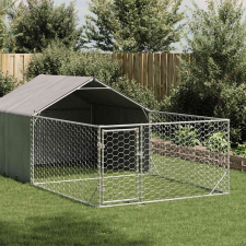 vidaXL horganyzott acél kültéri kutyafuttató kifutóval 7x2x1,5 m szállítóbox, fekhely kutyáknak