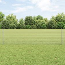 vidaXL Horganyzott Drótháló Kerítés 11 U Oszloppal Ezüst 0.6x25 m Acél építőanyag
