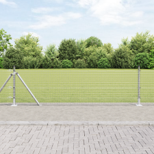 vidaXL Horganyzott Drótkerítés 7 Flanged Oszloppal 0.6x10 m Horganyzott Acélból építőanyag