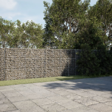 vidaXL Horganyzott vas gabion kosár fedéllel 400 x 50 x 150 cm kerti tárolás