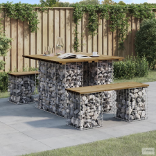 vidaXL Impregnált fenyőfa gabion kerti pad 100 x 102 x 72 cm kerti bútor