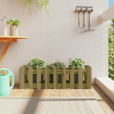 vidaXL impregnált fenyőfa kerti magaságyás kerítéssel 100 x 30 x 30 cm kerti tárolás