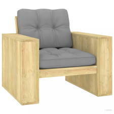 vidaXL impregnált fenyőfa kerti szék szürke párnákkal kerti bútor