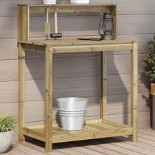 vidaXL impregnált fenyőfa ültetőasztal polcokkal 82,5 x 50 x 109,5 cm kerti dekoráció