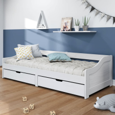 vidaXL IRUN fehér tömör fenyőfa kanapéágy 2 fiókkal 90 x 200 cm ágy és ágykellék