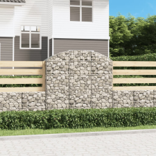 vidaXL íves horganyzott vas gabion kosár 150x30x140/160 cm kerti dekoráció
