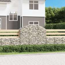 vidaXL íves horganyzott vas gabion kosár 150x50x120/140 cm kerti tárolás