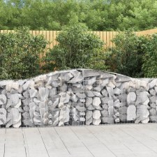 vidaXL íves horganyzott vas gabion kosár 400x50x80/100 cm kerti dekoráció