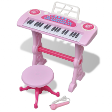 vidaXL Játék 37 billentyűs zongora székkel és mikrofonnal rózsaszín játékhangszer
