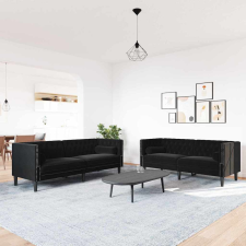 vidaXL Kanapé Szett 2 pcs Fekete Bársony bútor