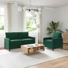 vidaXL Kanapé Szett 2 pcs Sötétzöld Bársony bútor