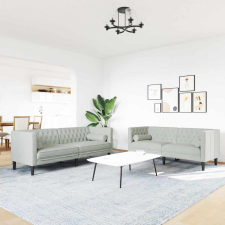 vidaXL Kanapé Szett 2 pcs Világosszürke Bársony bútor