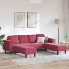 vidaXL Kanapé Szett 3 pcs bordó Bársony bútor