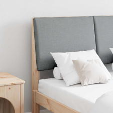 vidaXL Kárpitozott fejtámla Világosszürke 120 cm Tömör fenyőfa ágy és ágykellék