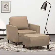vidaXL kávészínű műbőr kanapéfotel lábtartóval 60 cm bútor