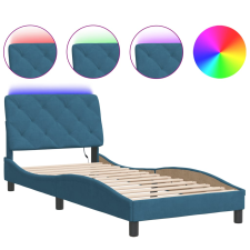 vidaXL kék bársony ágykeret LED-világítással 90 x 200 cm (3213835) ágy és ágykellék