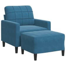vidaXL kék bársony kanapéfotel lábtartóval 60 cm (3278266) bútor