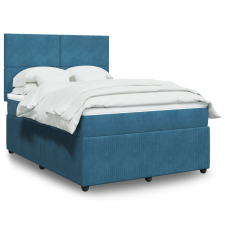 vidaXL kék bársony rugós ágy matraccal 140 x 190 cm ágy és ágykellék