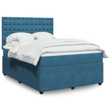 vidaXL kék bársony rugós ágy matraccal 140 x 190 cm ágy és ágykellék