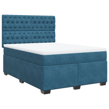 vidaXL kék bársony rugós ágy matraccal 140 x 190 cm (3290916) ágy és ágykellék