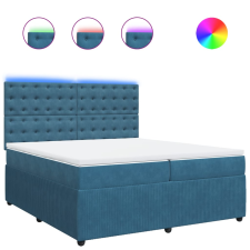 vidaXL kék bársony rugós ágy matraccal 200x200 cm (3294746) ágy és ágykellék