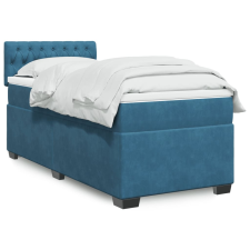 vidaXL kék bársony rugós ágy matraccal 90 x 200 cm ágy és ágykellék