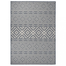 vidaXL Kék csíkos lapos szövésű kültéri szőnyeg 120 x 170 cm lakástextília