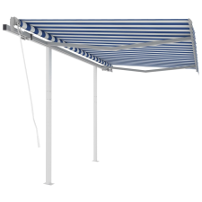 vidaXL kék és fehér automata napellenző póznákkal 3,5 x 2,5 m kerti bútor