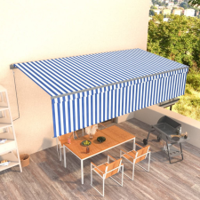 vidaXL kék és fehér automata napellenző redőnnyel 6 x 3 m kerti bútor