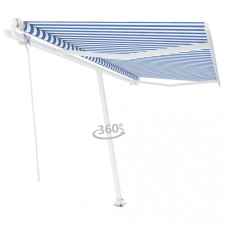 vidaXL Kék és fehér automata póznás napellenző 450 x 350 cm kerti bútor