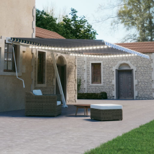 vidaXL kék és fehér kézzel kihúzható LED-es napellenző 600 x 300 cm kerti bútor