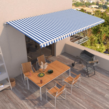 vidaXL kék és fehér kézzel kihúzható napellenző 600 x 350 cm kerti bútor