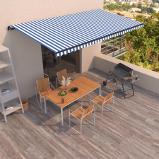 vidaXL kék és fehér kézzel kihúzható napellenző 600 x 350 cm kerti bútor