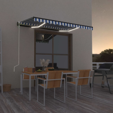 vidaXL kék-fehér automata szélérzékelős és LED-es napellenző 350x250cm kerti bútor