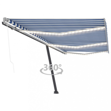 vidaXL Kék-fehér automata szélérzékelős és LED-es napellenző 600x300cm (3069811) kerti bútor